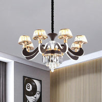 Black 6 Lights Ceiling Chandelier Modernist Metal Gooseneck Arm - Rebooters
