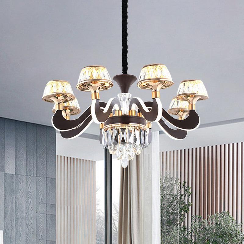 Black 6 Lights Ceiling Chandelier Modernist Metal Gooseneck Arm - Rebooters