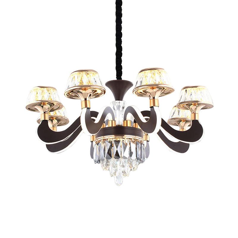 Black 6 Lights Ceiling Chandelier Modernist Metal Gooseneck Arm - Rebooters