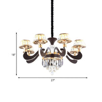 Black 6 Lights Ceiling Chandelier Modernist Metal Gooseneck Arm - Rebooters