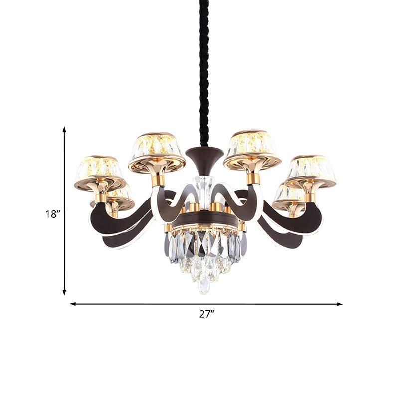 Black 6 Lights Ceiling Chandelier Modernist Metal Gooseneck Arm - Rebooters