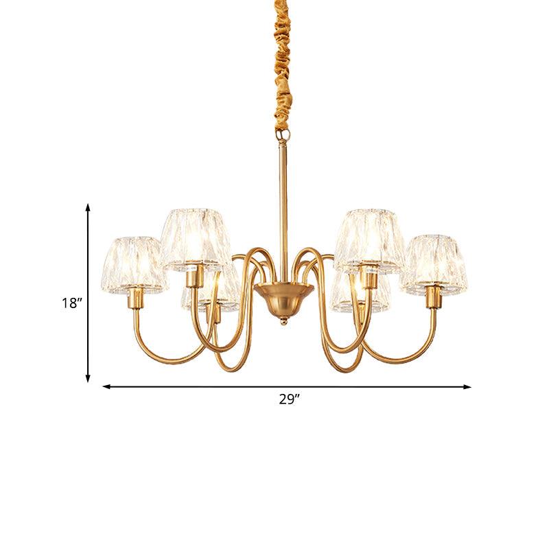 3/6 Bulbs Conical Chandelier Lighting Gold Finish Crystal Lamp - Rebooters