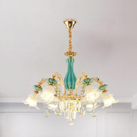 6-Head Drooping Flower Chandelier Retro Gold-Teal Lamp - Rebooters