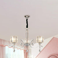 3-Bulb Chandelier Lamp Contemporary Cylindrical Crystal Light - Rebooters