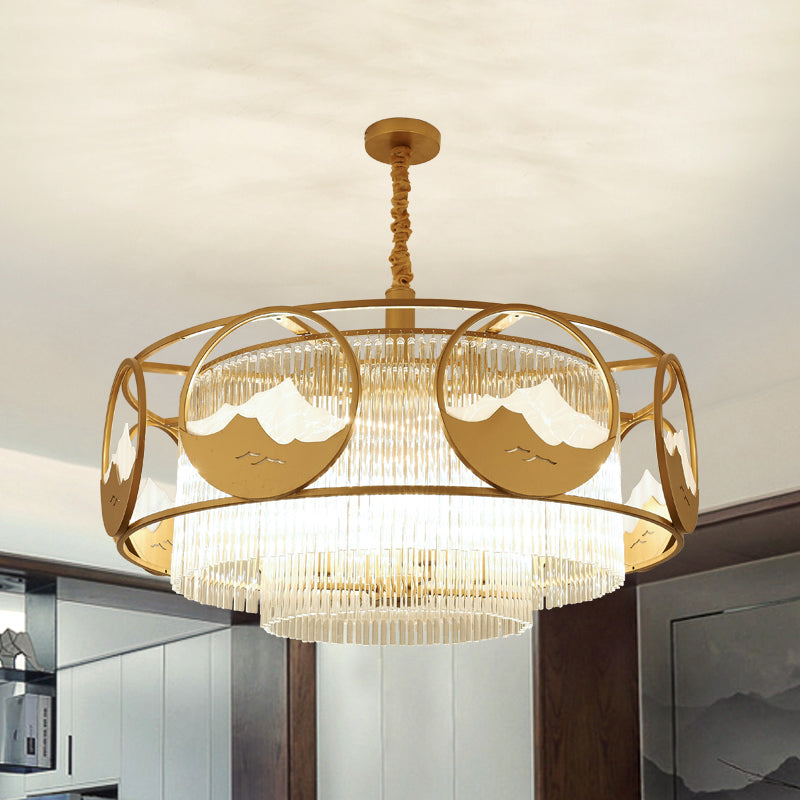 Square/Round Crystal Rods Drop Lamp Traditional 8 Lights Chandelier - Rebooters