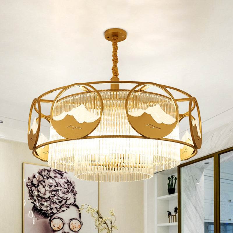Square/Round Crystal Rods Drop Lamp Traditional 8 Lights Chandelier - Rebooters