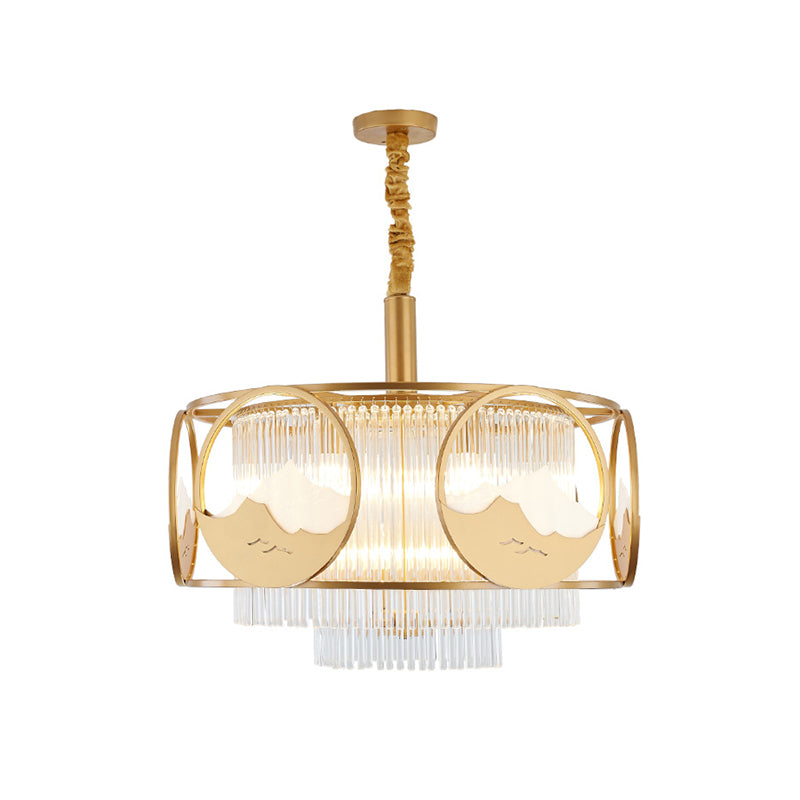 Square/Round Crystal Rods Drop Lamp Traditional 8 Lights Chandelier - Rebooters