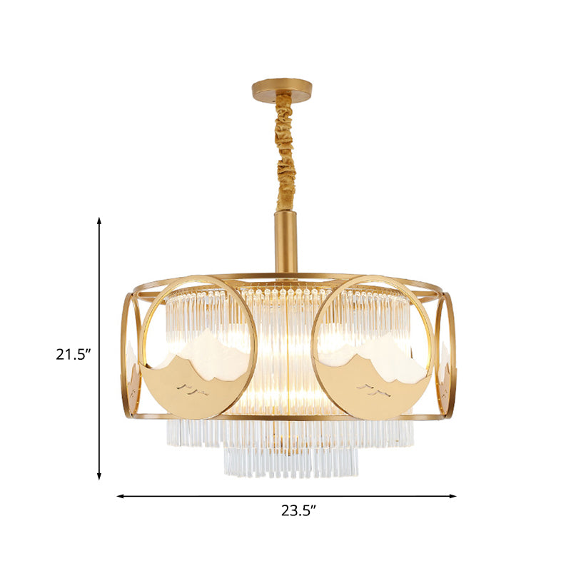 Square/Round Crystal Rods Drop Lamp Traditional 8 Lights Chandelier - Rebooters