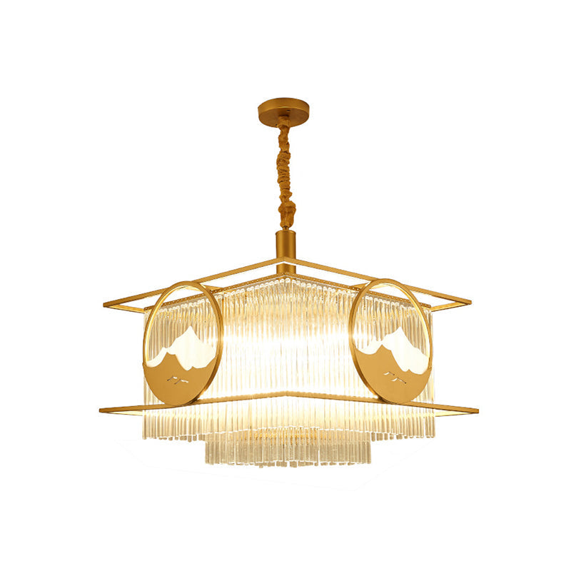 Square/Round Crystal Rods Drop Lamp Traditional 8 Lights Chandelier - Rebooters