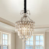 Faceted Cut Crystal Chrome Hanging Lamp Layered 3 Bulbs - Rebooters