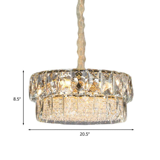 7 Lights Beveled Crystal Ceiling Pendant Gold 2-Tier Chandelier - Rebooters
