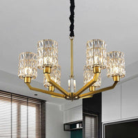 6 Heads Bedroom Pendant Chandelier Modernism Gold Light Fixture - Rebooters