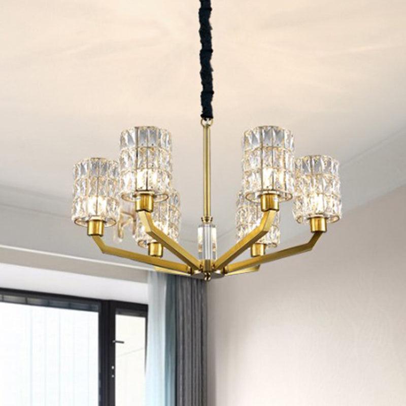 6 Heads Bedroom Pendant Chandelier Modernism Gold Light Fixture - Rebooters