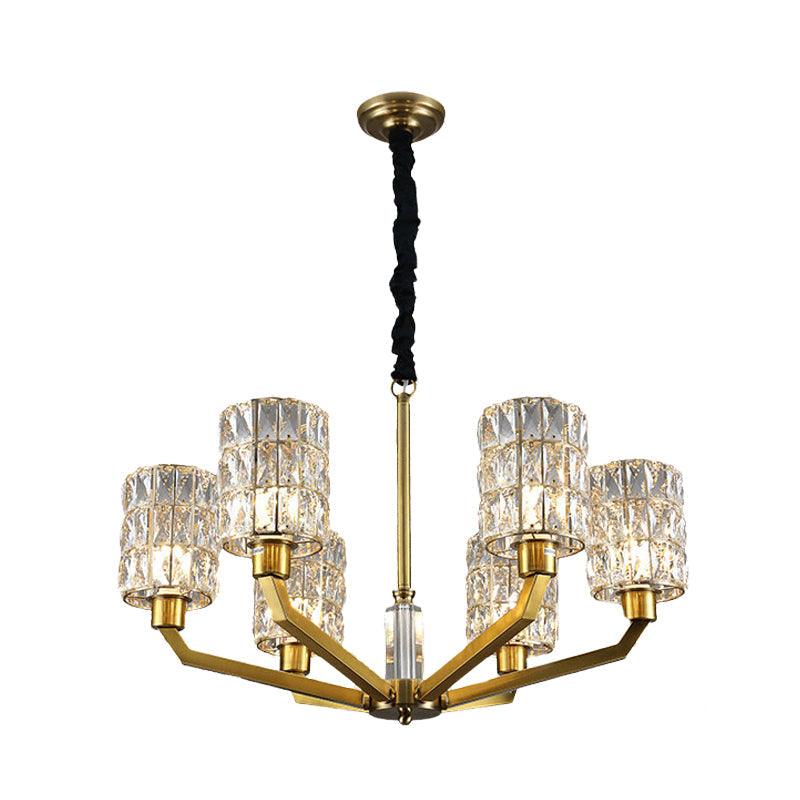 6 Heads Bedroom Pendant Chandelier Modernism Gold Light Fixture - Rebooters