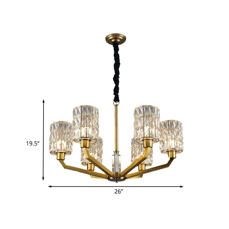 6 Heads Bedroom Pendant Chandelier Modernism Gold Light Fixture - Rebooters