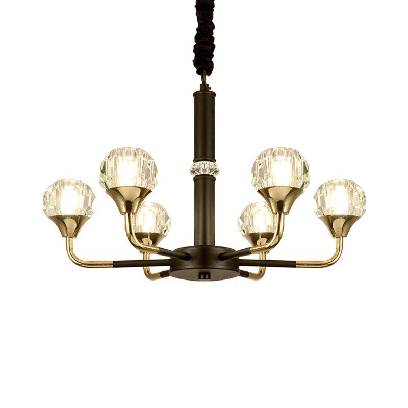 6/8 Heads Living Room Suspension Lamp Modern Black Gold Chandelier - Rebooters