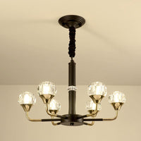 6/8 Heads Living Room Suspension Lamp Modern Black Gold Chandelier - Rebooters