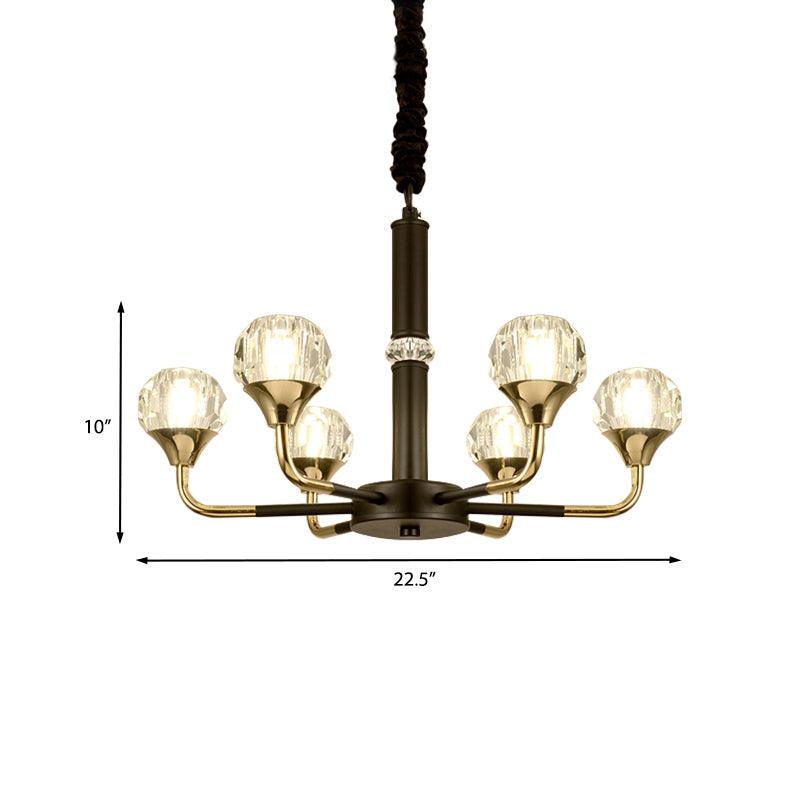 6/8 Heads Living Room Suspension Lamp Modern Black Gold Chandelier - Rebooters