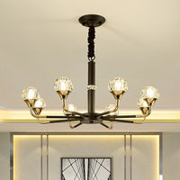 6/8 Heads Living Room Suspension Lamp Modern Black Gold Chandelier - Rebooters