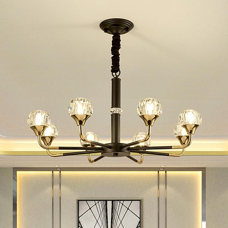 6/8 Heads Living Room Suspension Lamp Modern Black Gold Chandelier - Rebooters