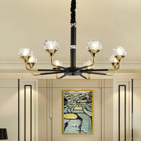 6/8 Heads Living Room Suspension Lamp Modern Black Gold Chandelier - Rebooters