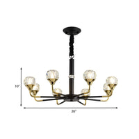 6/8 Heads Living Room Suspension Lamp Modern Black Gold Chandelier - Rebooters