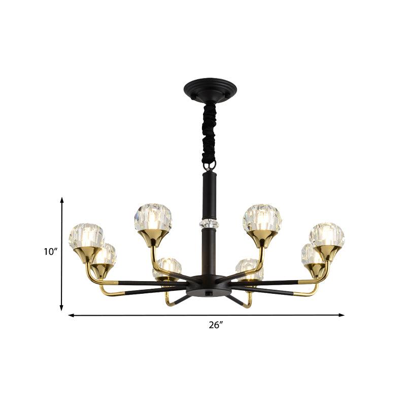 6/8 Heads Living Room Suspension Lamp Modern Black Gold Chandelier - Rebooters