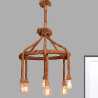 Adjustable Rope Chandelier Pendant Light in Beige Farmhouse - Rebooters