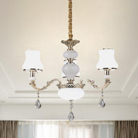 3/6 Lights Chandelier Lighting Vintage Bedroom Ceiling Pendant with Jar Cream Glass Shade in Gold - Rebooters