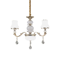3/6 Lights Chandelier Lighting Vintage Bedroom Ceiling Pendant with Jar Cream Glass Shade in Gold - Rebooters