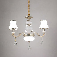 3/6 Lights Chandelier Lighting Vintage Bedroom Ceiling Pendant with Jar Cream Glass Shade in Gold - Rebooters