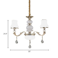 3/6 Lights Chandelier Lighting Vintage Bedroom Ceiling Pendant with Jar Cream Glass Shade in Gold - Rebooters