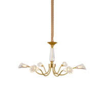 6-Head Burst Design Cone Chandelier Postmodern Gold Ribbed Crystal - Rebooters