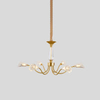 6-Head Burst Design Cone Chandelier Postmodern Gold Ribbed Crystal - Rebooters