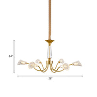 6-Head Burst Design Cone Chandelier Postmodern Gold Ribbed Crystal - Rebooters