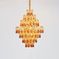 7-Tier Tapered Dining Room Hanging Light Retro Tan Crystal - Rebooters