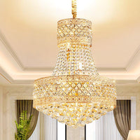 5 Bulbs Empire Style Drop Lamp Baroque Gold Crystal Chandelier - Rebooters
