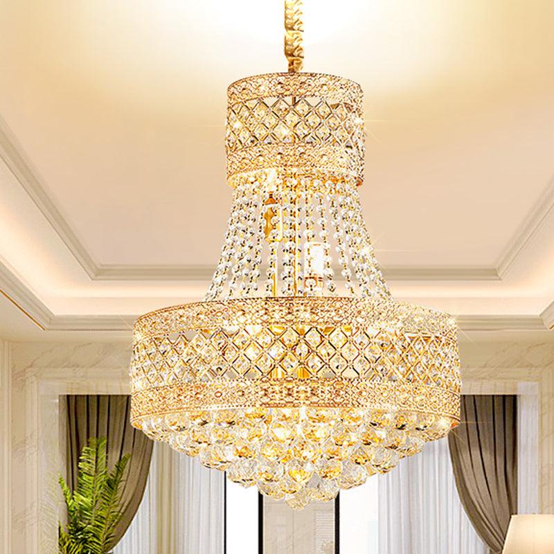 5 Bulbs Empire Style Drop Lamp Baroque Gold Crystal Chandelier - Rebooters
