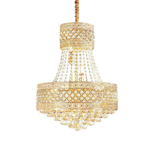 5 Bulbs Empire Style Drop Lamp Baroque Gold Crystal Chandelier - Rebooters