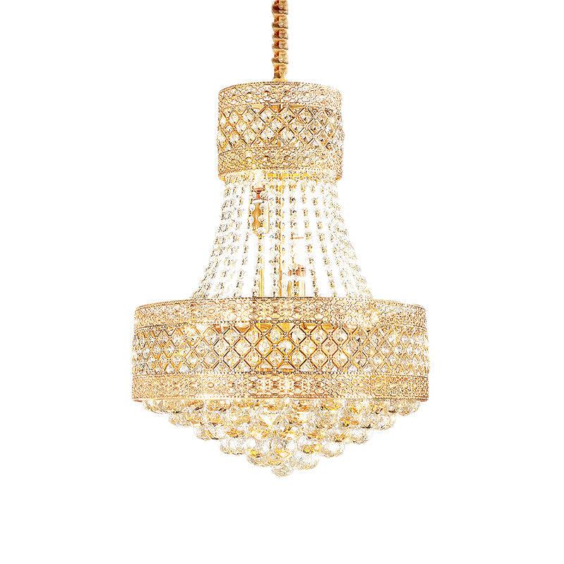 5 Bulbs Empire Style Drop Lamp Baroque Gold Crystal Chandelier - Rebooters