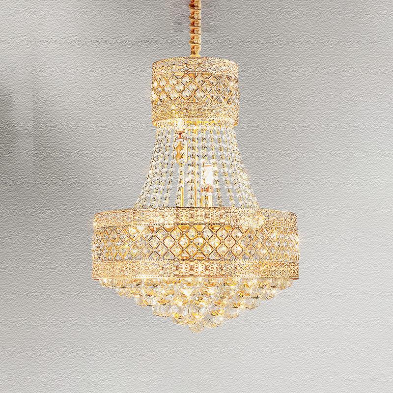 5 Bulbs Empire Style Drop Lamp Baroque Gold Crystal Chandelier - Rebooters