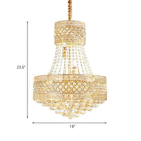 5 Bulbs Empire Style Drop Lamp Baroque Gold Crystal Chandelier - Rebooters