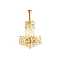 6 Lights Crystal Chandelier Modern Gold Tapered Ceiling Lamp - Rebooters