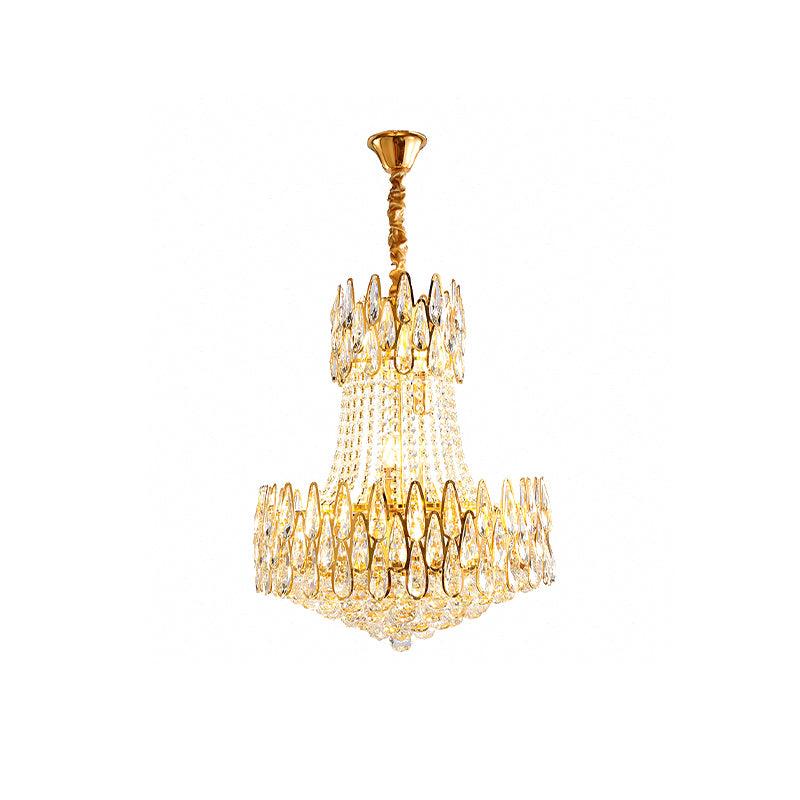 6 Lights Crystal Chandelier Modern Gold Tapered Ceiling Lamp - Rebooters