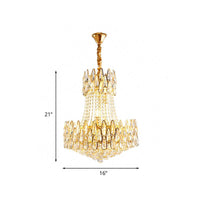 6 Lights Crystal Chandelier Modern Gold Tapered Ceiling Lamp - Rebooters