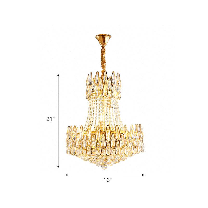 6 Lights Crystal Chandelier Modern Gold Tapered Ceiling Lamp - Rebooters