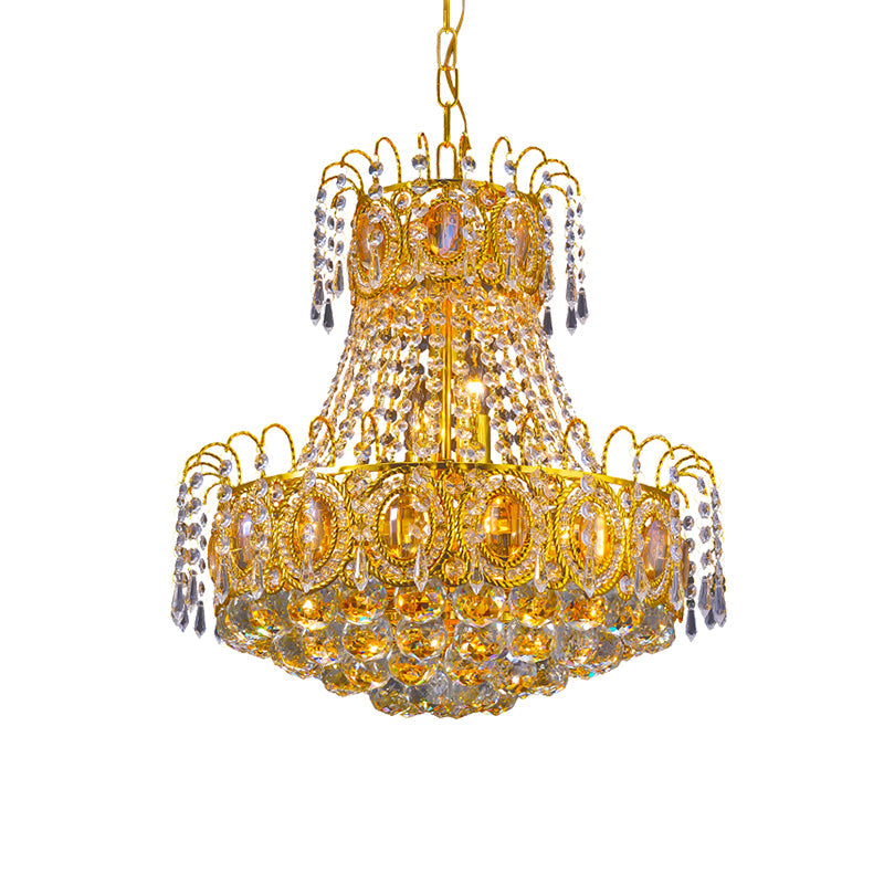 Vintage Basket Pendant Lamp 8 Heads Crystal Strand Chandelier - Rebooters