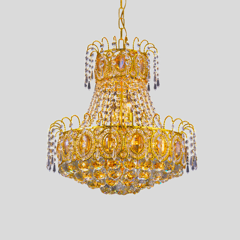 Vintage Basket Pendant Lamp 8 Heads Crystal Strand Chandelier - Rebooters