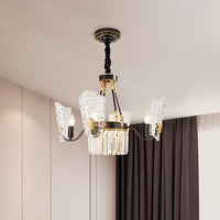 4 Bulbs Dining Room Pendulum Light Modern Black Gold Chandelier - Rebooters