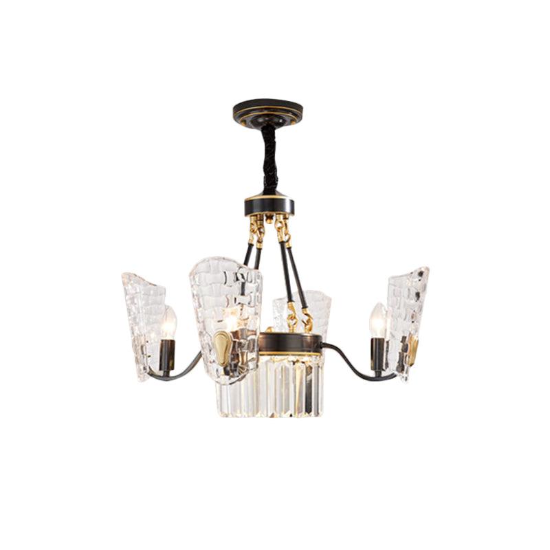 4 Bulbs Dining Room Pendulum Light Modern Black Gold Chandelier - Rebooters